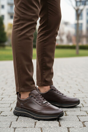 Marcomen Kahve Hakiki Deri Bağcıklı Erkek Casual Ayakkabı