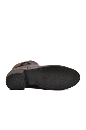 Aspor Kahve Zümrüt Fermuarlı Kürklü Kadın Topuklu Bot