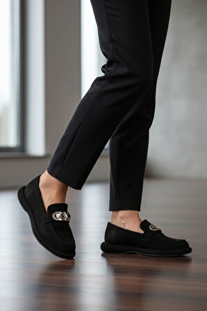 Aspor Siyah Süet Kadın Casual Ayakkabı