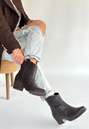 Pabucmarketi Kahve Kadın Topuklu Bot