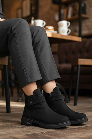 Pierre Cardin Siyah Nubuk Kürklü Kadın Topuklu Bot