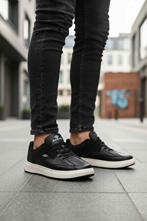 Dakır's Siyah Beyaz Bağcıklı Erkek Casual Ayakkabı