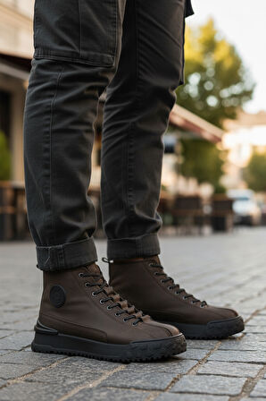 Bulldozer Kahve Nubuk Hakiki Deri Erkek Düz Bot