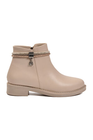 Aspor Bej Fermuarlı Kadın Topuklu Bot