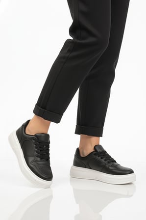 Aspor Siyah Beyaz Bağcıklı Unisex Sneaker