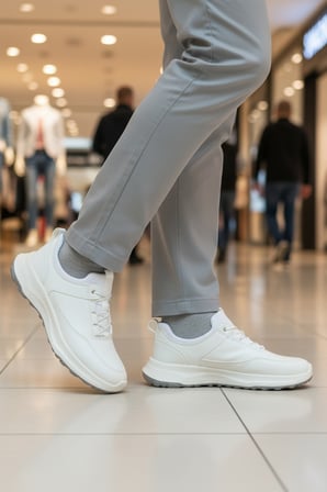 Conteyner Beyaz Lastik Bağcıklı Erkek Casual Ayakkabı