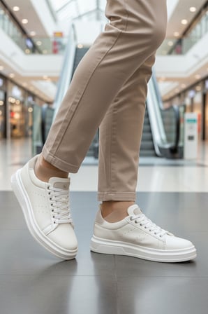 Conteyner Beyaz Bağcıklı Erkek Sneaker