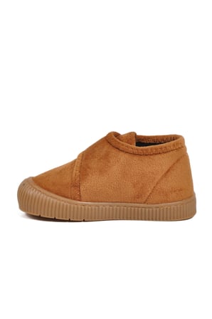 Aspor Taba Süet Cırtlı Unisex Çocuk Panduf