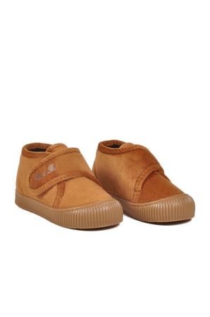 Aspor Taba Süet Cırtlı Unisex Çocuk Panduf
