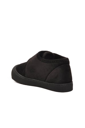 Aspor Siyah Süet Cırtlı Unisex Çocuk Panduf