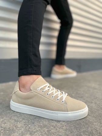 Pabucmarketi Bej Süet Bağcıklı Erkek Sneaker