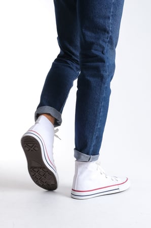 Pabucmarketi Beyaz Keten Bağcıklı Erkek Hi Sneaker