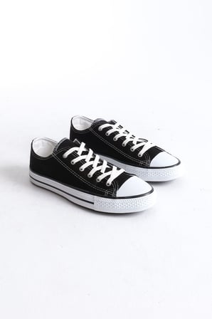 Pabucmarketi Siyah Keten Bağcıklı Erkek Sneaker