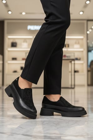 Pierre Cardin Siyah Taş İşlemeli Kadın Casual Ayakkabı