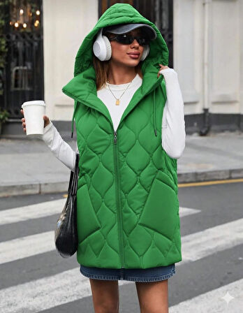 kapşonlu kapitone yelek