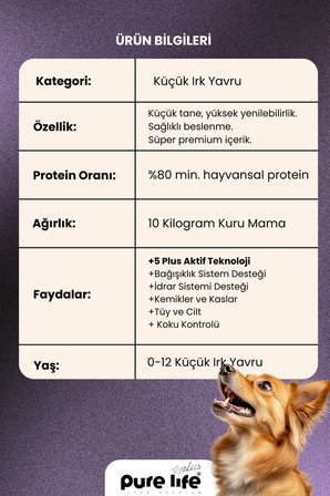 PureLife Plus Somonlu Küçük Irk Yavru Köpek Maması 10 KG