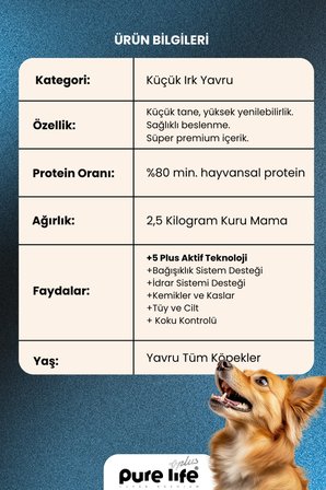 PureLife Plus Somonlu Küçük Irk Yavru Köpek Maması 2,5 KG