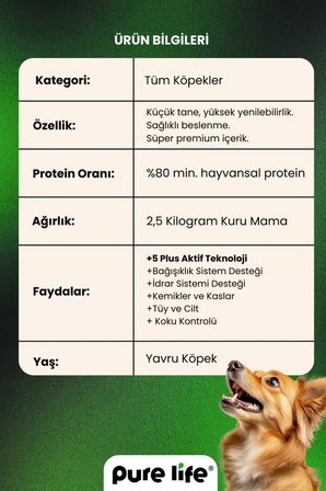 PureLife Puppy Kuzu Etli Yavru Köpek Maması 15 KG