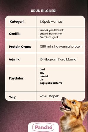 Pancho Puppy Kuzu Etli Yavru Köpek Maması 15 KG