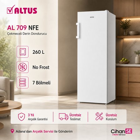 Altus AL-709 NFE Yeni E Enerji No-Frost 7 Çekmeceli Derin Dondurucu