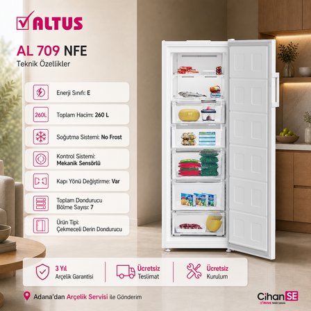 Altus AL-709 NFE Yeni E Enerji No-Frost 7 Çekmeceli Derin Dondurucu