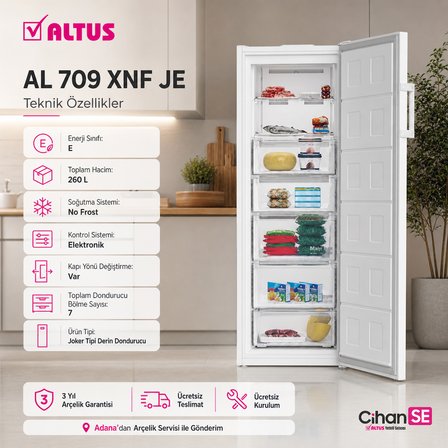 Altus AL-709 XNF-JE Joker Yeni E Enerji No-Frost 7 Çekmeceli Derin Dondurucu
