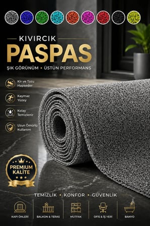 Kıvırcık Paspas Tüm Ölçüler Kaymaz Taban Halı Yolluk Kapı Önü Paspası