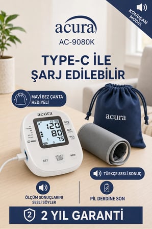 AC-9080K Şarjlı Türkçe Konuşan Koldan Tansiyon Aleti – Çanta Hediyeli