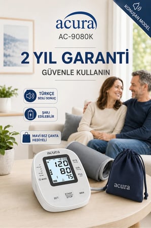 AC-9080K Şarjlı Türkçe Konuşan Koldan Tansiyon Aleti – Çanta Hediyeli