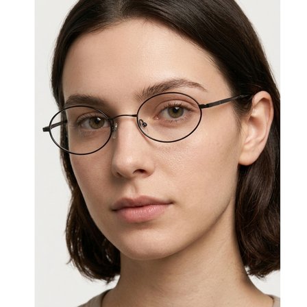 SANCHES Unisex Oval Aksesuar Gözlük – Siyah Metal Çerçeve
