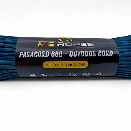 Polyester Paracord İp 4 mm Petrol Renk 30 Metre
