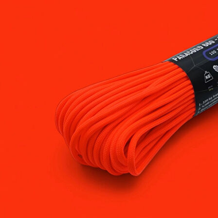 Polyester Paracord İp 4 mm Neon Turuncu Renk 30 Metre