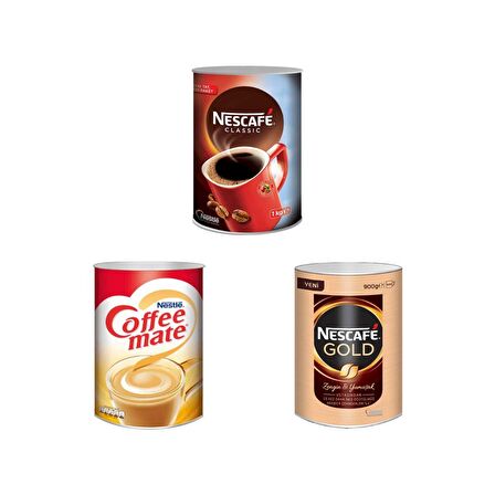 Nescafe Classic & Gold Klasik Sade 1 kg Teneke + Nestle Coffee Mate 2 kg