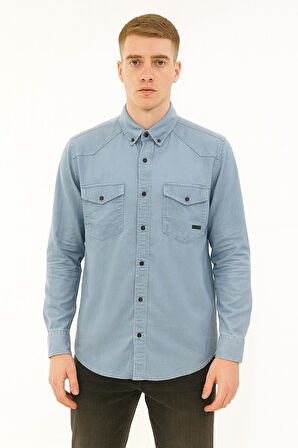 Yxc Uzun Kol Büyük Beden Erkek Kot Gömlek - 7393