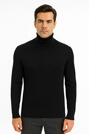 Huffa Desenli Erkek Slim Fit Boğazlı Erkek Triko-7431