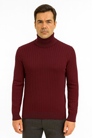 Huffa Desenli Erkek Slim Fit Boğazlı Erkek Triko-7431