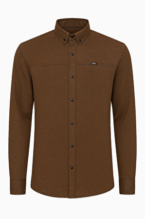 Yxc Uzun Kol Slim Fit Erkek Örme Gömlek - 7437