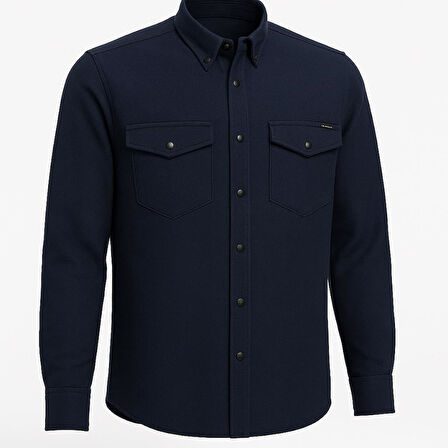 Yxc Uzun Kol Slim Fit Erkek Örme Cepli Gömlek - 7438