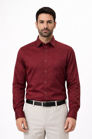 Parletti Uzun Kol Klasik Erkek Pamuk Saten Gömlek 7606