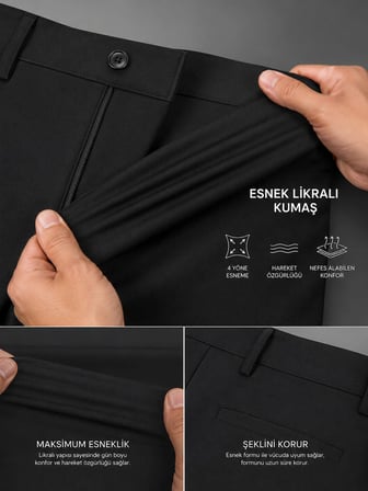 Caserta Comfort Fit Likralı Boru Paça Erkek Kumaş Pantolon - 7711