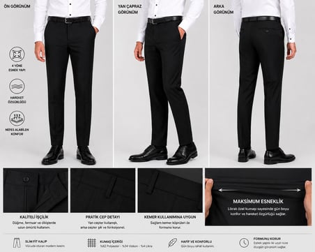 Caserta Comfort Fit Likralı Boru Paça Erkek Kumaş Pantolon - 7711