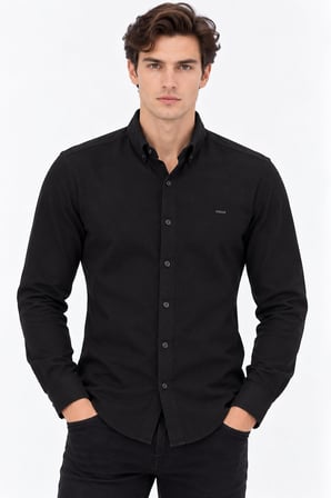 Jet Polo Uzun Kol Slim Fit Erkek Örme Gömlek - 7778