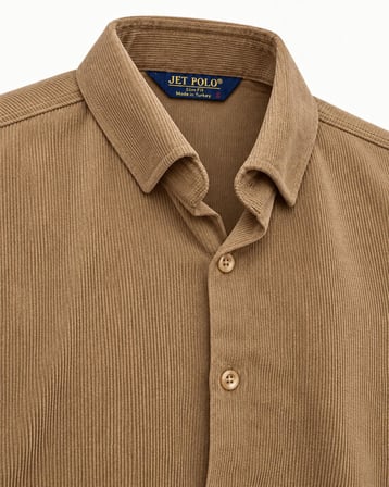 Jet Polo Uzun Kol Slim Fit Erkek Kadife Gömlek - 7779
