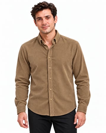 Jet Polo Uzun Kol Slim Fit Erkek Kadife Gömlek - 7779