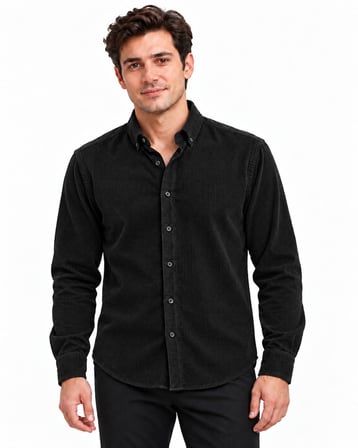Jet Polo Uzun Kol Slim Fit Erkek Kadife Gömlek - 7779