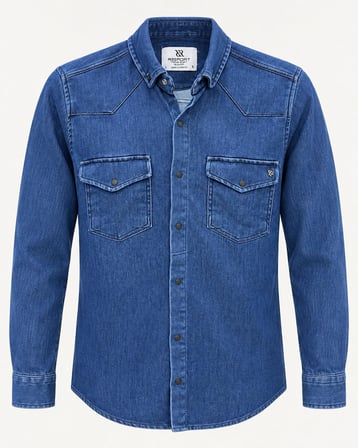Report Uzun Kol Slim Fit Erkek Jean Gömlek - 7783