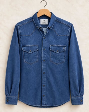 Report Uzun Kol Slim Fit Erkek Jean Gömlek - 7783