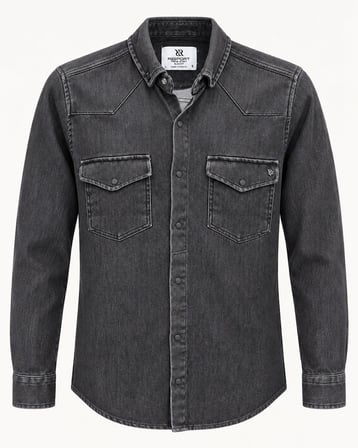 Report Uzun Kol Slim Fit Erkek Jean Gömlek - 7783