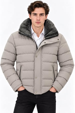 Yaman Slim Fit Erkek Yaka Kürklü Mont 7816