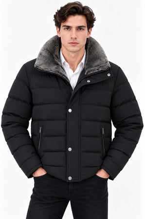 Yaman Slim Fit Erkek Yaka Kürklü Mont 7816